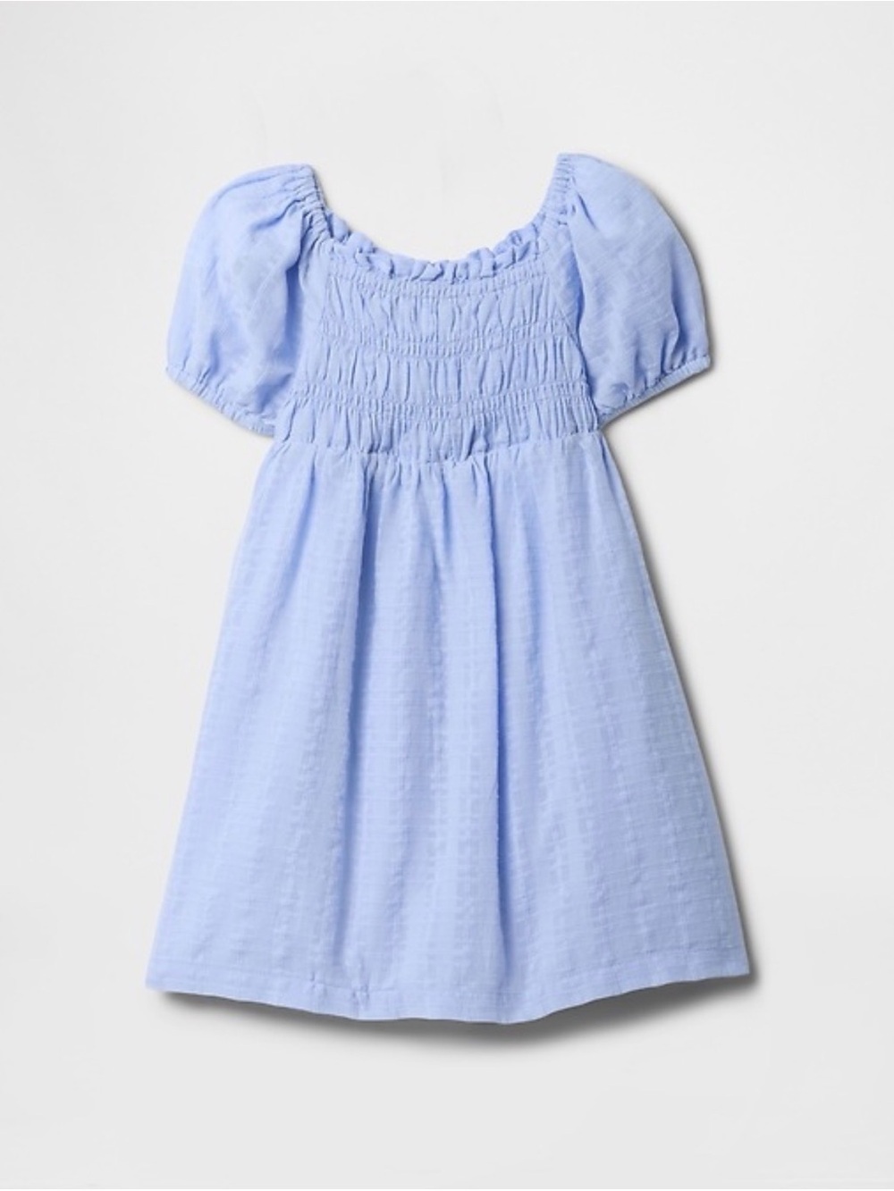 GAP Light Blue Smocked Puff-Sleeve Kids Dress